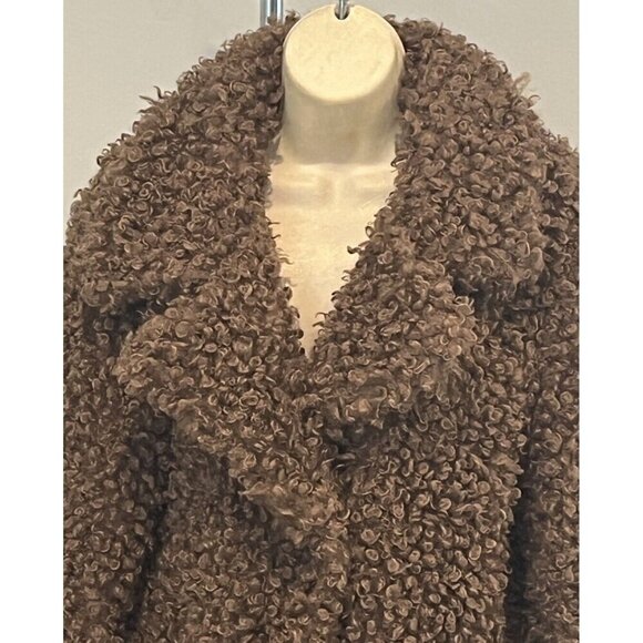 New Zara Outerwear Brown Fluffy Teddy Bear Curly Faux Fur Jacket Coat - Picture 8 of 12